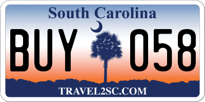SC license plate BUY058