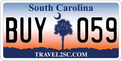 SC license plate BUY059