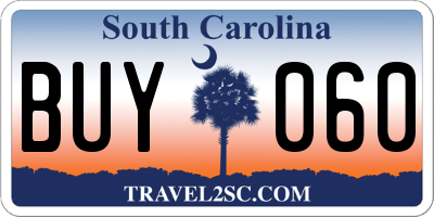 SC license plate BUY060