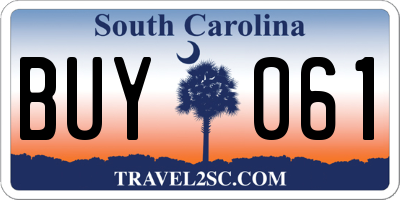 SC license plate BUY061