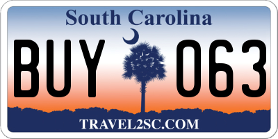 SC license plate BUY063