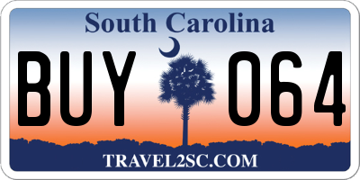 SC license plate BUY064