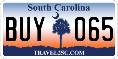 SC license plate BUY065