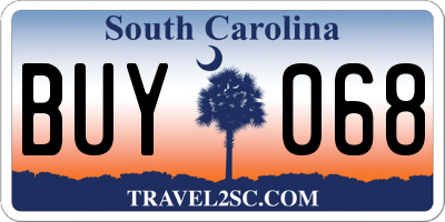 SC license plate BUY068