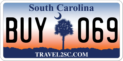 SC license plate BUY069