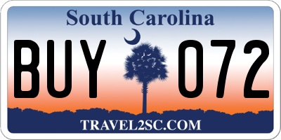 SC license plate BUY072