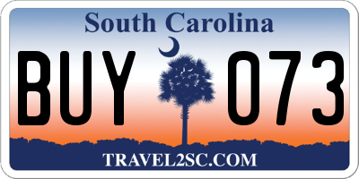 SC license plate BUY073