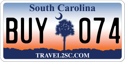 SC license plate BUY074
