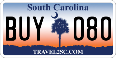 SC license plate BUY080
