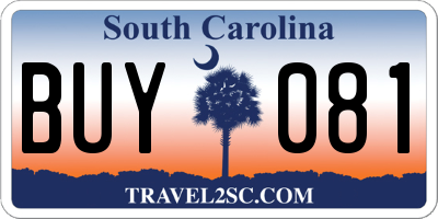 SC license plate BUY081