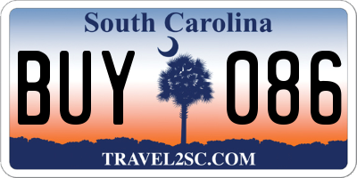 SC license plate BUY086