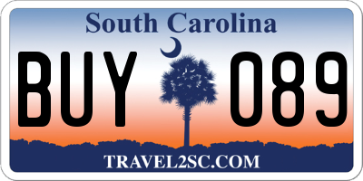 SC license plate BUY089