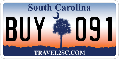 SC license plate BUY091