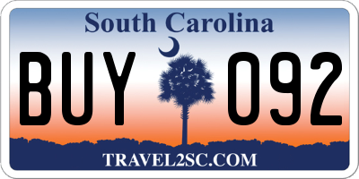 SC license plate BUY092