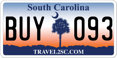 SC license plate BUY093