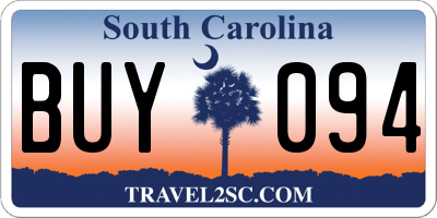 SC license plate BUY094