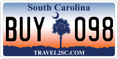 SC license plate BUY098