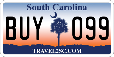 SC license plate BUY099