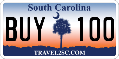 SC license plate BUY100