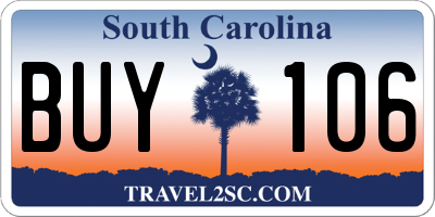 SC license plate BUY106