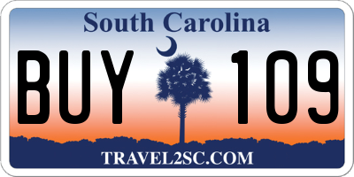 SC license plate BUY109