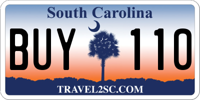 SC license plate BUY110