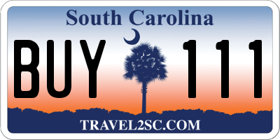 SC license plate BUY111