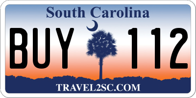 SC license plate BUY112