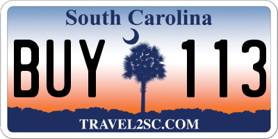 SC license plate BUY113