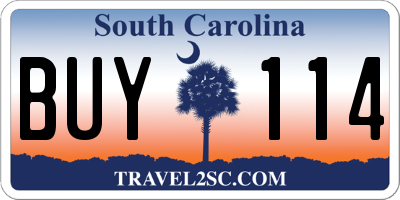 SC license plate BUY114