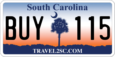 SC license plate BUY115