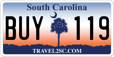 SC license plate BUY119