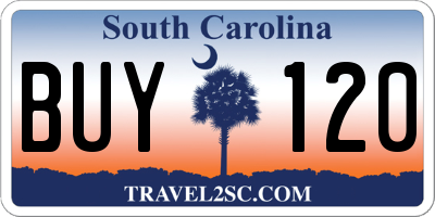 SC license plate BUY120