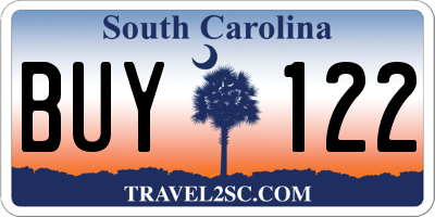 SC license plate BUY122