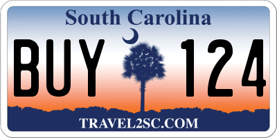 SC license plate BUY124