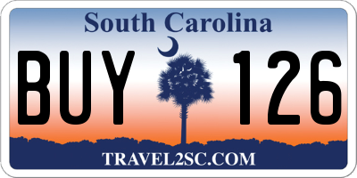 SC license plate BUY126