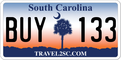 SC license plate BUY133