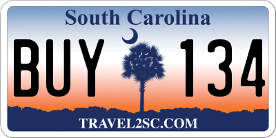SC license plate BUY134