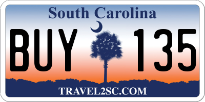 SC license plate BUY135