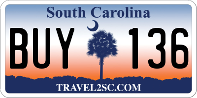 SC license plate BUY136