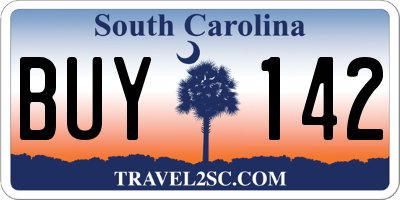 SC license plate BUY142