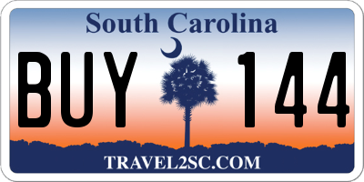 SC license plate BUY144