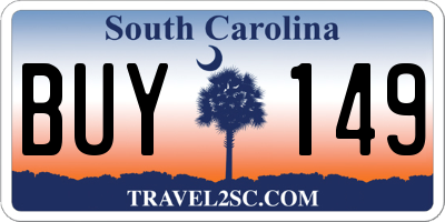 SC license plate BUY149