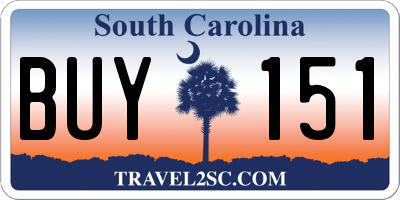 SC license plate BUY151