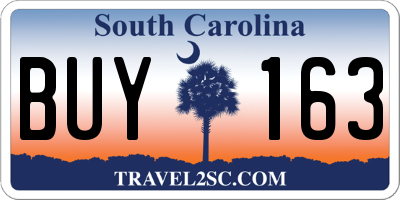 SC license plate BUY163