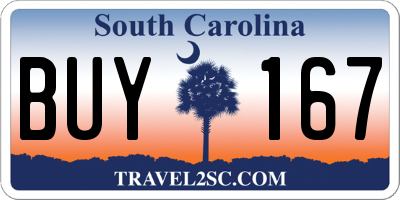 SC license plate BUY167