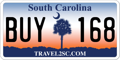 SC license plate BUY168