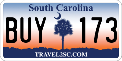 SC license plate BUY173
