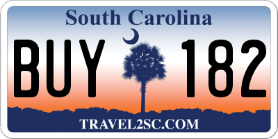 SC license plate BUY182