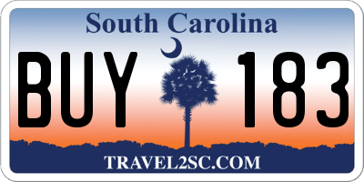 SC license plate BUY183